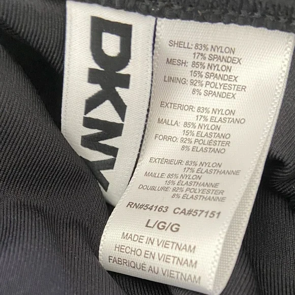 NWT DKNY Black Ruffle V-Neck Swimsuit UPF 40+ Womens Size Large - Picture 4 of 7